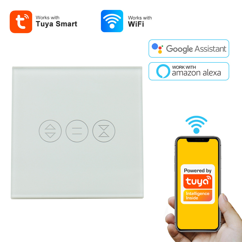 涂鸦开关火线和零线欧规面板86式tuya无线WiFi可远程智能窗帘开关