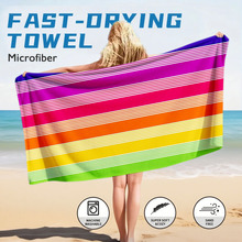 亚马逊TEMU爆款现货大尺寸沙滩巾超细纤维吸水速干浴巾海边毛巾