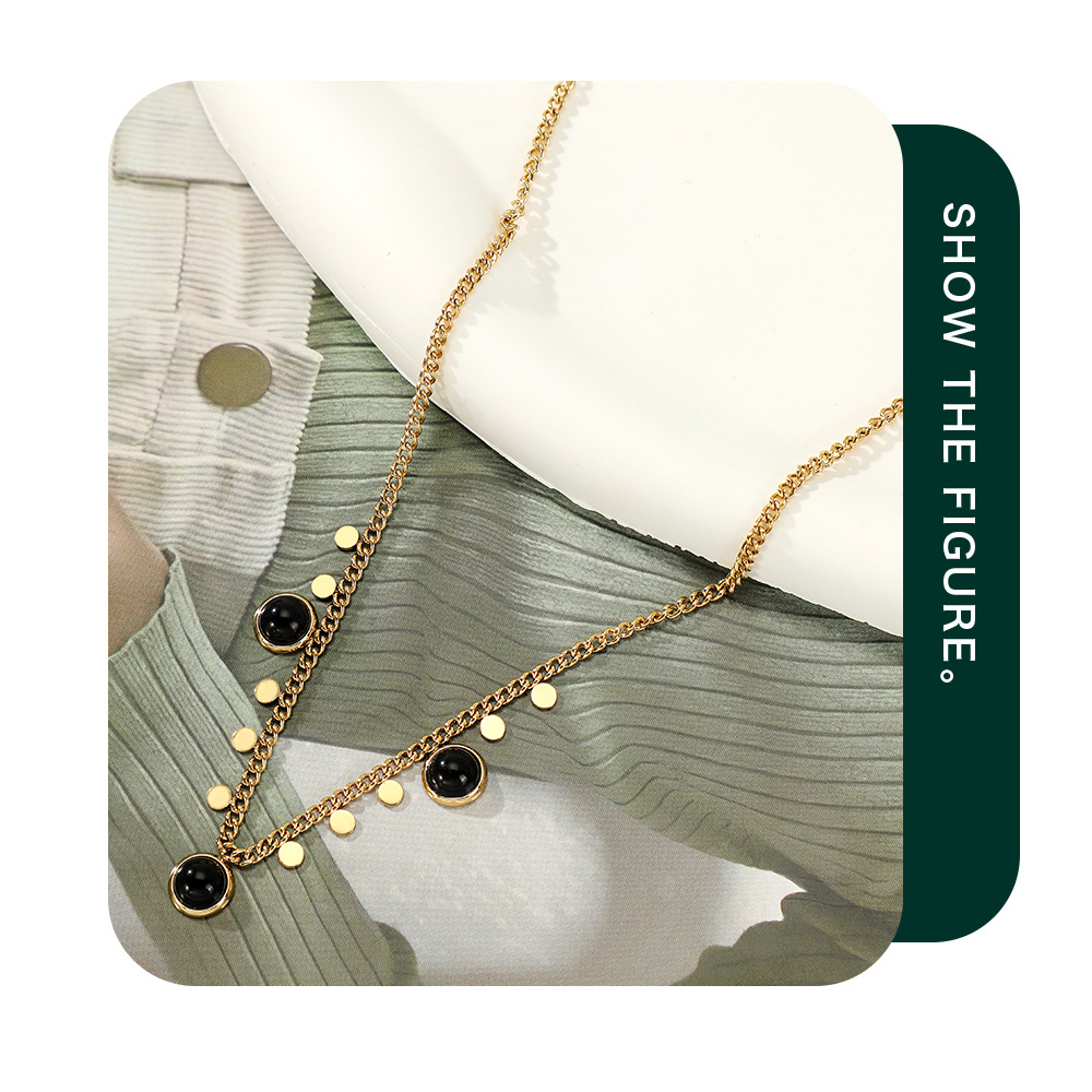 Fashion Geometric Stainless Steel Plating Natural Stone Necklace 1 Piece