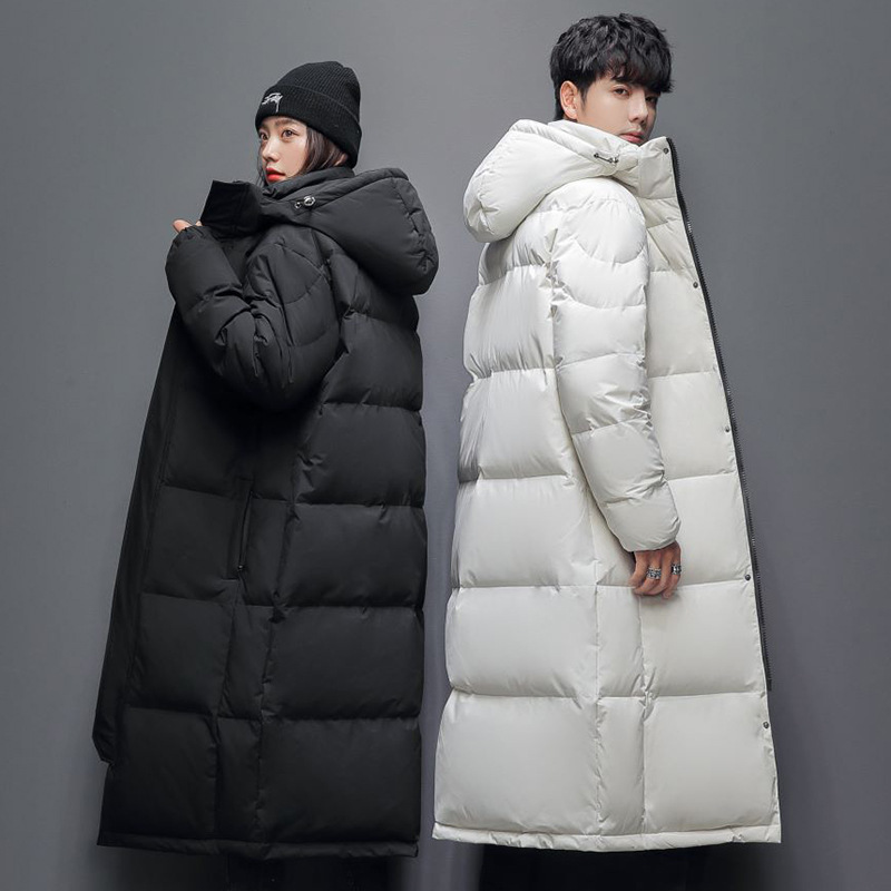 Couple's Long Over-The-Knee Men's Winter Outdoor down Jacket Hooded Jacket Trendy 659
