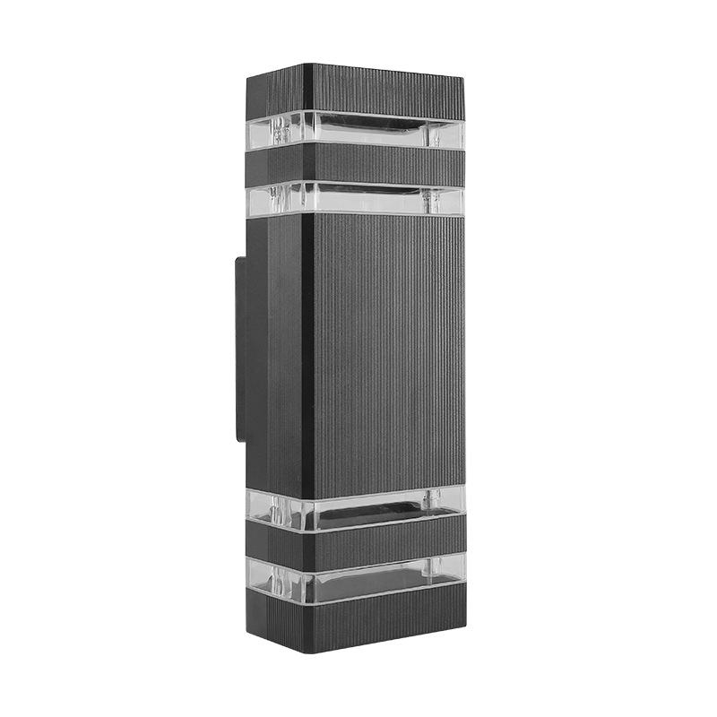Lámpara de pared impermeable para exteriores de doble cabezal E27, iluminación ascendente y descendente de plástico, luz frontal para puerta de pasillo, luz LED colgante de pared para patio.