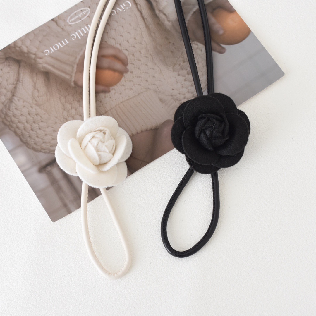 New Camellia Leather Rope Waist Chain Women's dress Decorative Belt All-match European and American Knot Waist Rope Fragrant Style Decoration