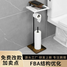 跨境浴室卷纸架卫生间免打孔卫生纸架厕所落地式木质杂志纸巾架