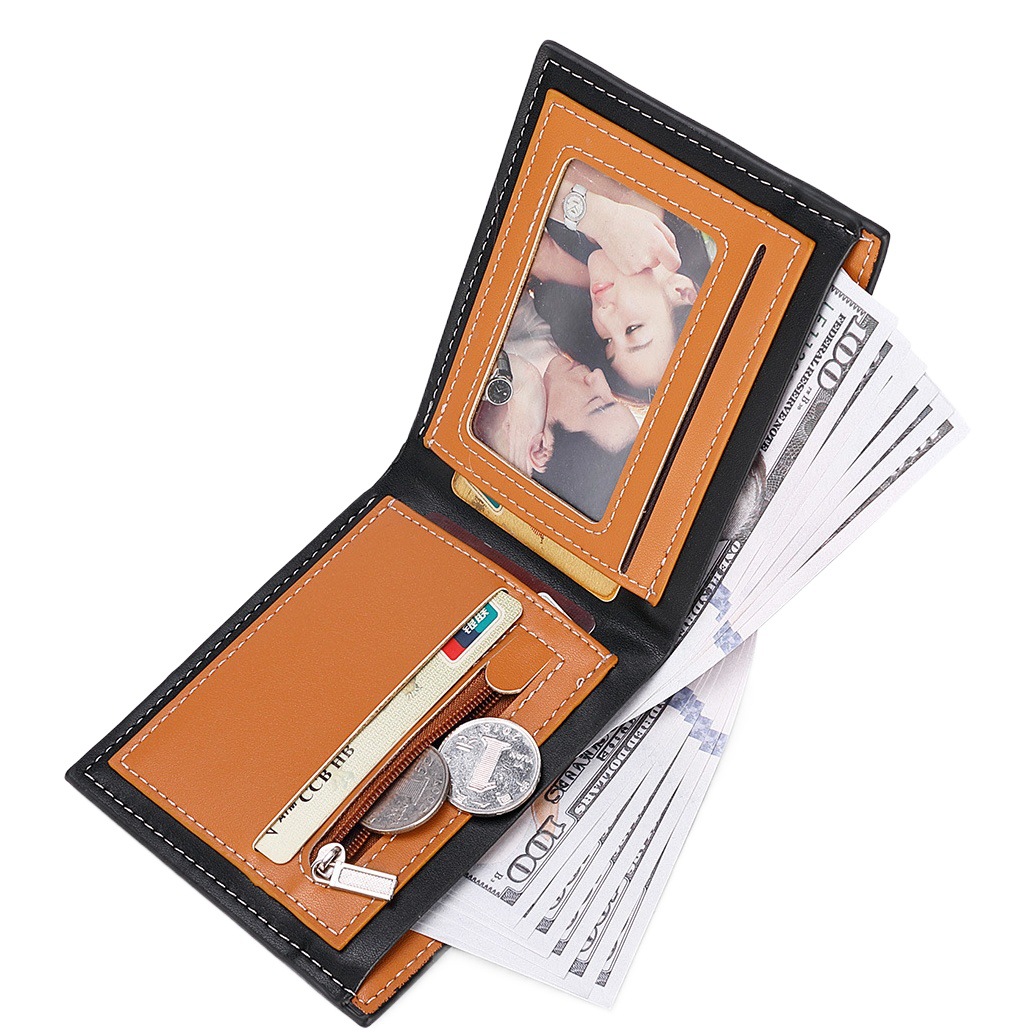 Cartera de fibra de carbono fábrica en stock al por mayor Amazon nuevos hombres titular de la tarjeta de cremallera de los hombres europeos y americanos de la cartera horizontal