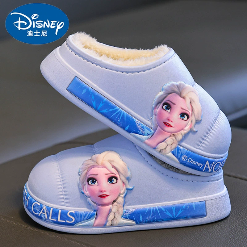 Зимние хлопковые тапочки для девочек, теплые, с вельветовой подкладкой, водонепроницаемые, нескользящие домашние туфли для юных девушек