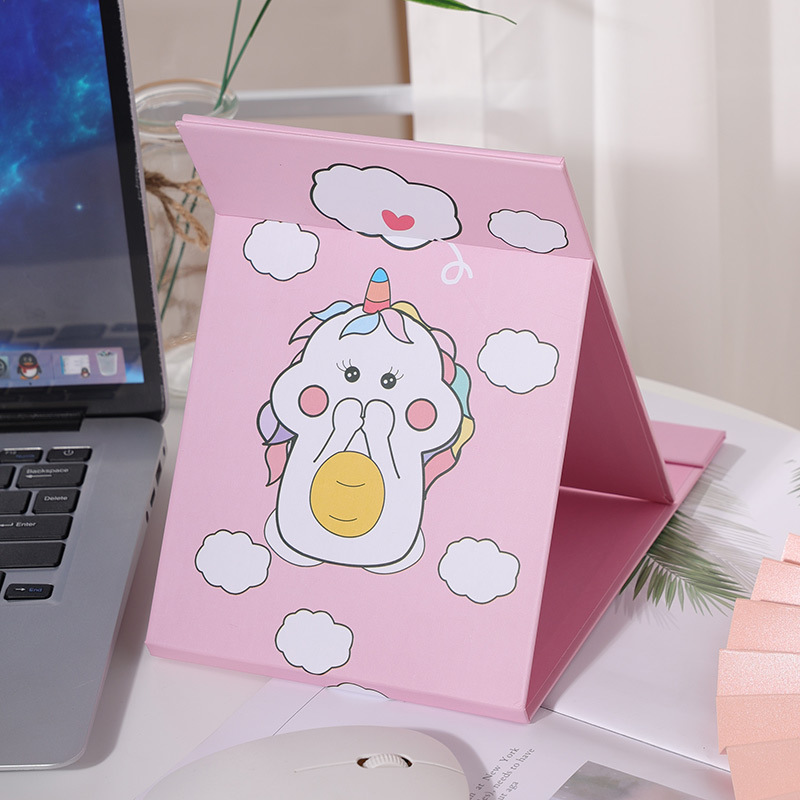 折叠化妆镜纸镜子创意卡通台式梳妆镜桌面可爱少女镜子宿舍梳妆镜