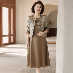 时尚妈妈秋装连衣裙40岁50中年女减龄裙子中老年女装春秋气质长裙