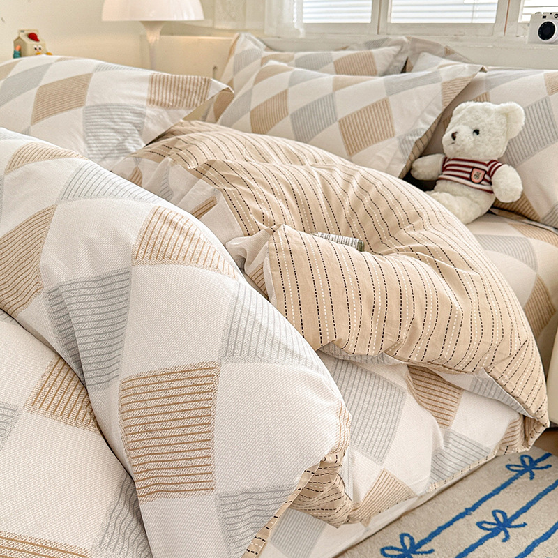 Cama de algodón de cuatro piezas de algodón puro 2025 nuevo estilo sábana funda de edredón sábana ropa de cama de tres piezas