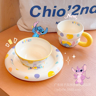 Stitch Tableware Plate Rice Bowl Ceramic Set Home 2025 New High-Value Gift One-Person Food Dishes