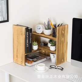 可调节桌面置物架实木小书架 创意转角收纳架 桌面手办文玩展示架
