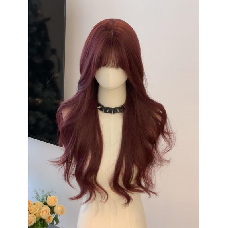 Wig women's long hair temperament white raspberry infrared turn curly hair full head cover factory wholesale large quantity discount