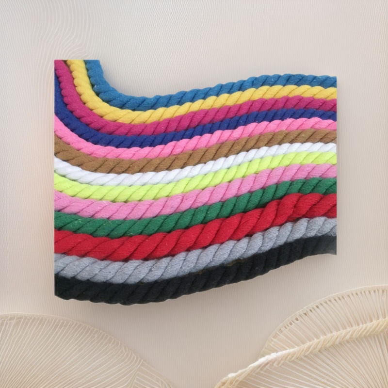 8mm彩色实心圆三股棉绳麻花3股扭绳手工diy编织棉线绳子