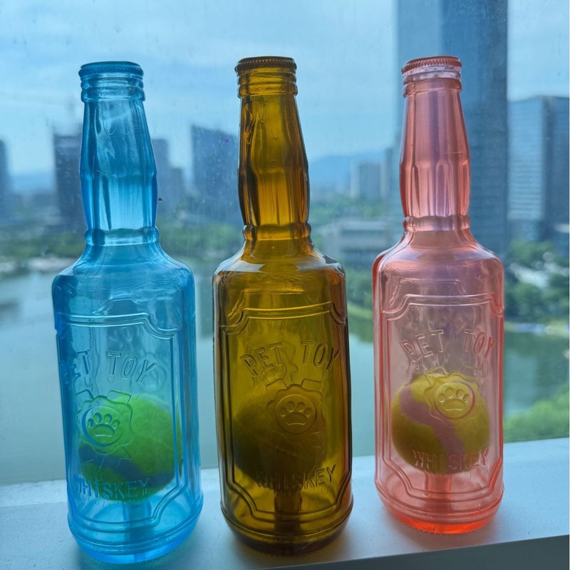 ホット販売ペットサウンドテニスボールボトル犬知育玩具 TPR 噛みつき防止退屈フローティングボトルインタラクティブトレーニングボトル|undefined