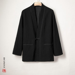 2024 autumn and winter new Chinese style men's modified cardigan Hanfu casual loose coat coat a generation of hair