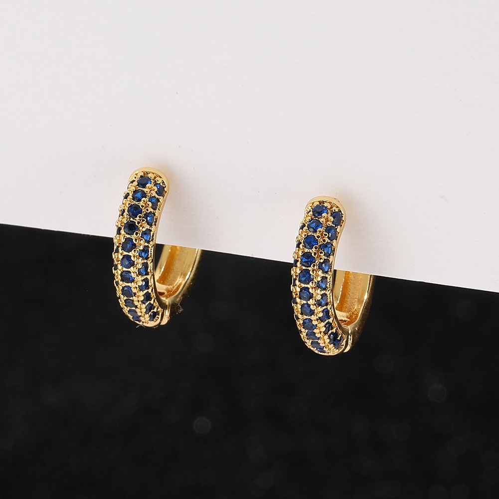 Fashion Round Copper Gold Plated Zircon Earrings 1 Pair