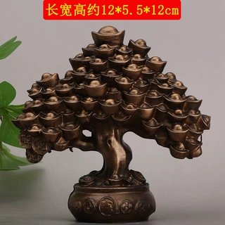 仿紫铜摆件金钱元宝发财树招财摆件中式创意工艺品小摆件仿古摆件