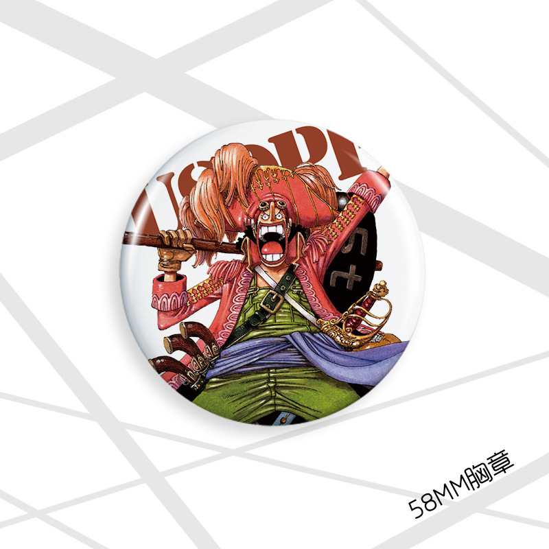 Insignia pirata 58mm Luffy Joba Sauron Nami Xiangji Ace insignia de dibujos animados broche de regalo