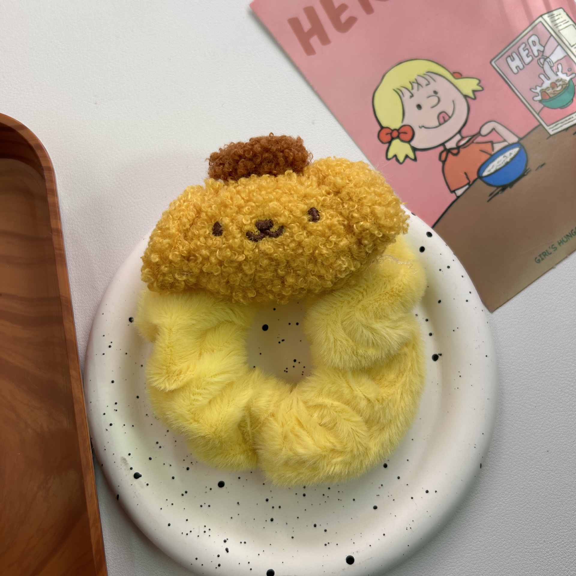 Caricatura encantadora para niños kt felino felino anillo intestino grueso adorable anillo de cabello de niña muñeca joyería de cabello de hermana suave toque de cabeza estudiante