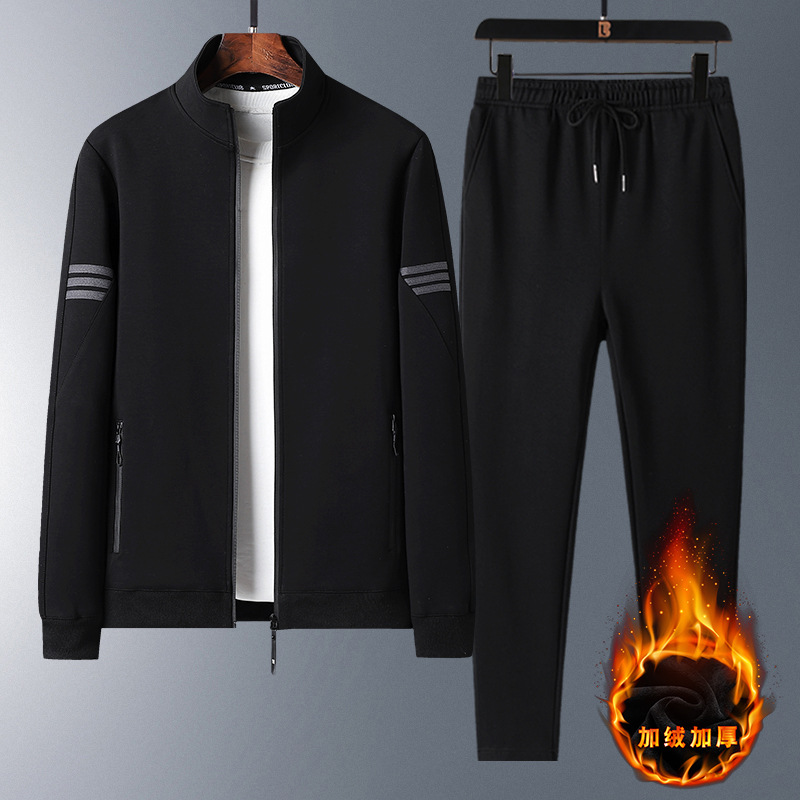 Trajes de papá transfronterizos para hombres otoño invierno relajado de mediana edad running trajes deportivos de invierno con camiseta casual de lana grande