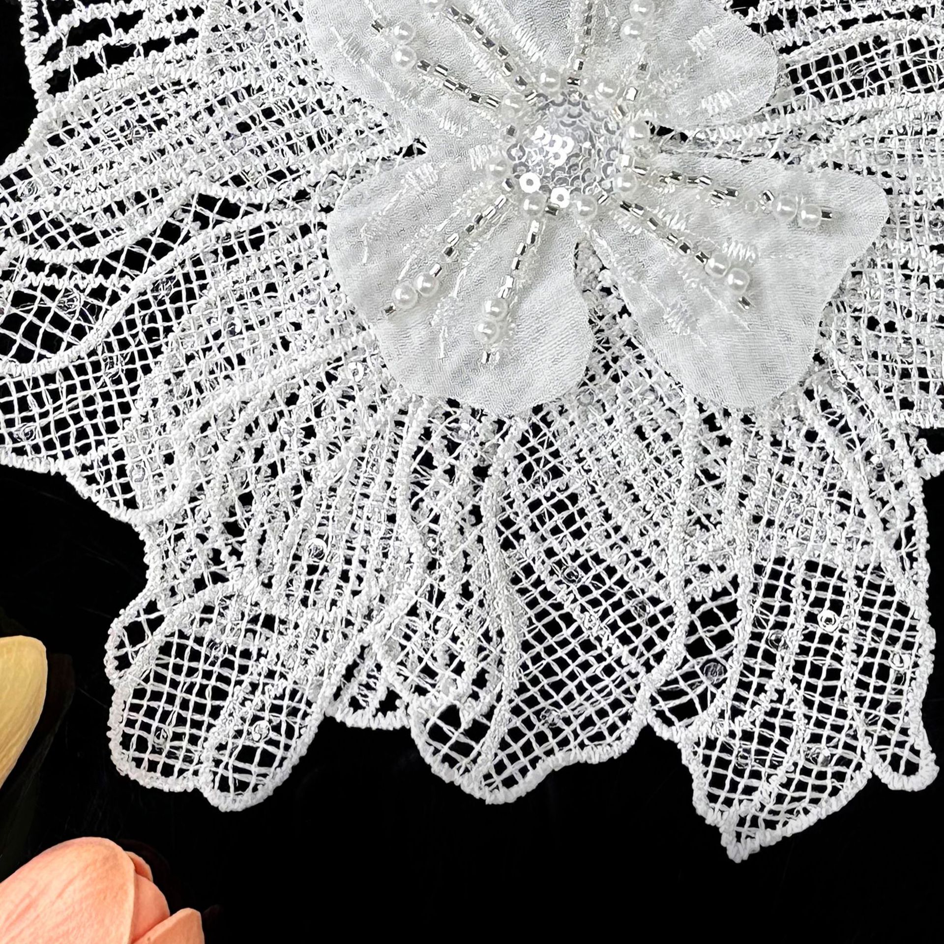 Pegatinas de encaje de flores estereoscópicas blancas, malla exquisita, decoración con esquinillas, accesorios de ropa DIY image 4