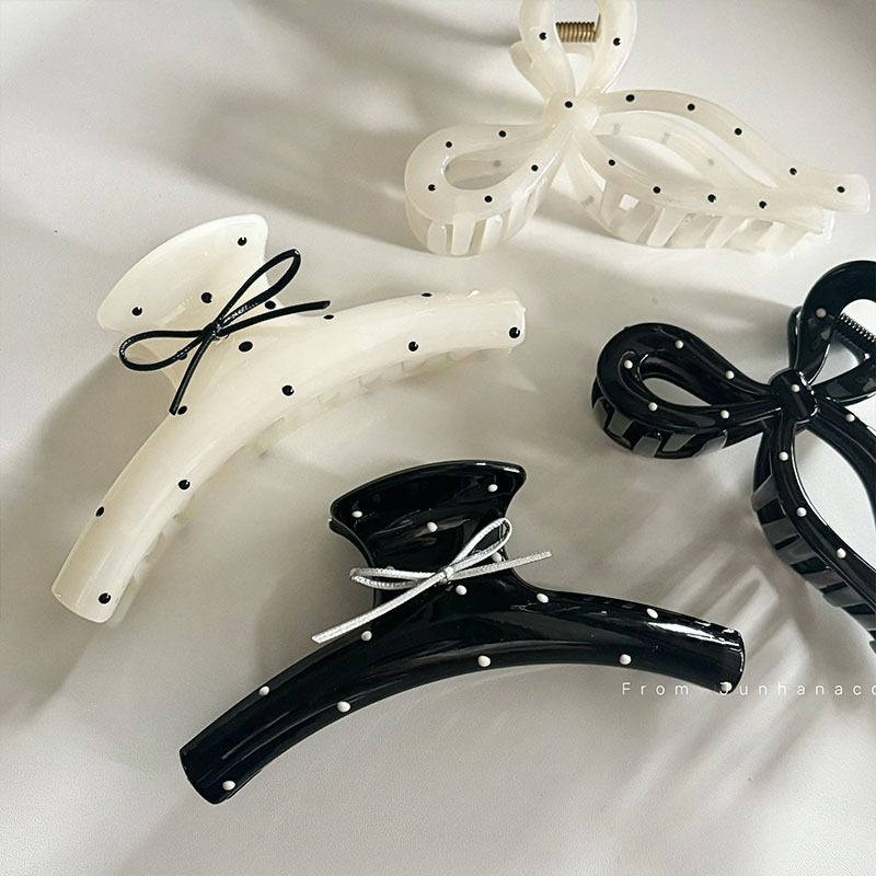 japanese cute transparent white polka dot clamp hairpin multiple large hair clip hair claw girl shark clip hair accessories