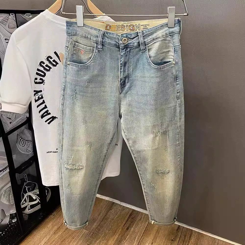 Легкие летние тонкие универсальные джинсы, мужские брюки, slim fit