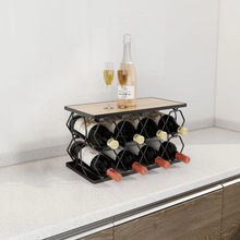 定制铁艺红酒架免安装折叠桌面红酒收纳架小包装双层美式置物架