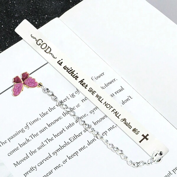 Stainless steel detailed bookmark laser lettering cross-border new…