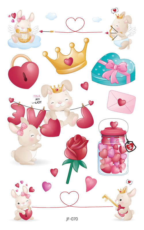 Nuevo Amazon impermeable brillo lindo Día de San Valentín tatuaje pegatinas niños oso vacaciones regalo tatuaje pegatinas