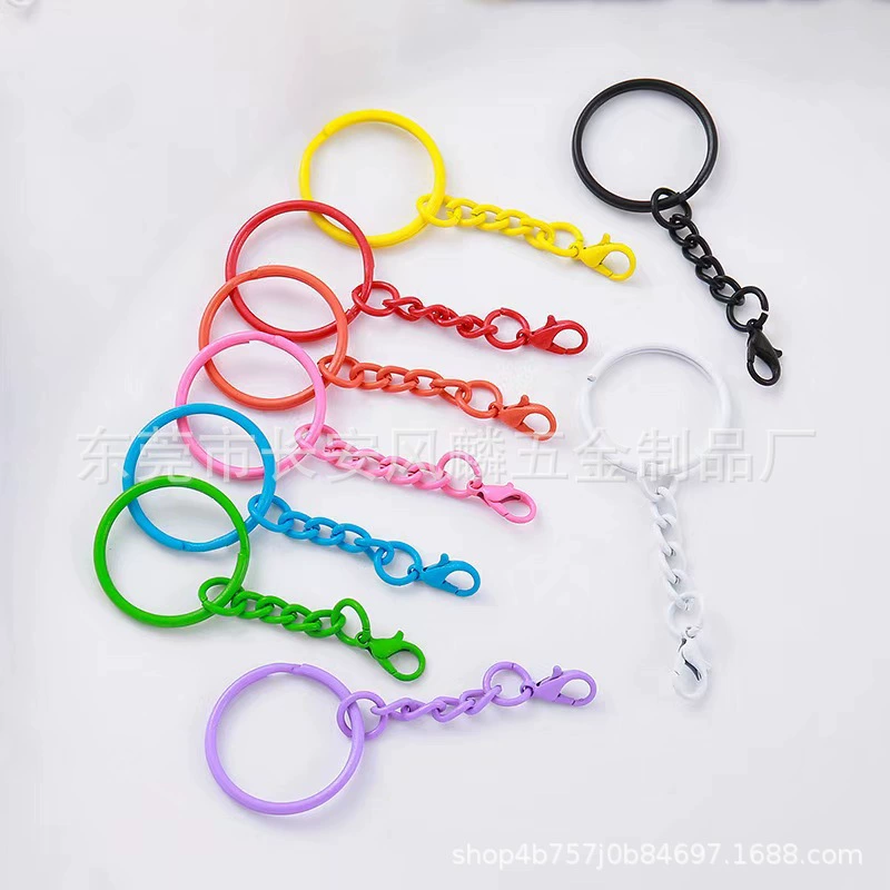 Цветная краска для ключей цепи висит 12 пуговиц омаров креативные украшения DIY куклы брелок материал аксессуары