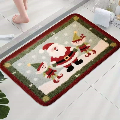 best-selling Santa Claus-themed faux cashmere bath: Avtomobil döşəmə paspasları - yy0721-christmas-2-4060cmskin-friendly-imitation-cashmere