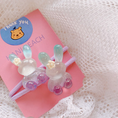 HD214A03治癒果凍漸變花朵兔子兒童寶寶彈力發圈扎發頭繩髮飾皮筋
