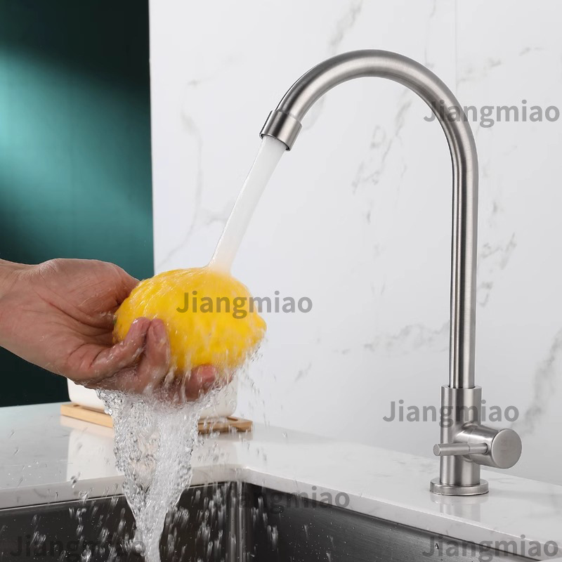 Grifo de fregadero de un solo orificio de acero inoxidable 304 dos funciones Grifo de cocina de un solo fregadero giratorio libre de 360 grados