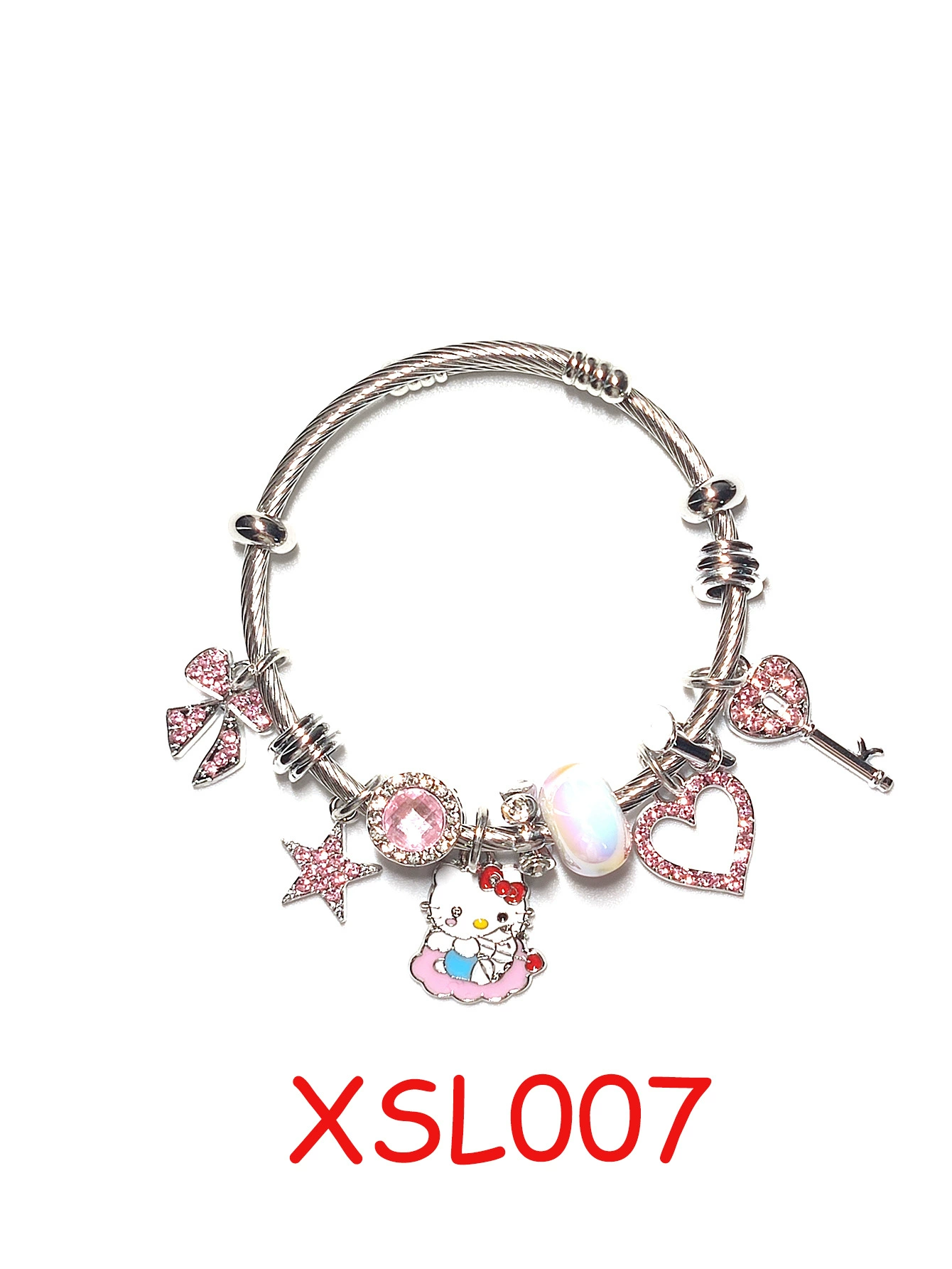 Браслет (Panjia) DIY с крупными отверстиями и подвесками в стиле Hello Kitty, 9×7×3 см
