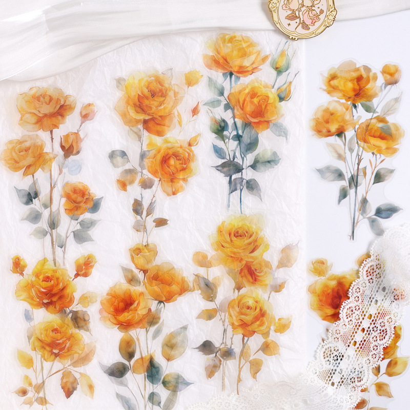 Rosas iris transparentes pegatinas impermeables para mascotas bolsas diy diario pegatinas transparentes rosas pegatinas florales