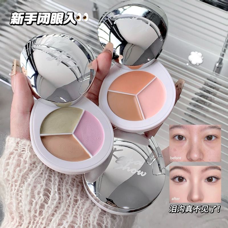 Kakashow 3 色のコンシーラーは、顔のニキビ跡、ニキビ、シミ、クマ、涙溝を修正し、学生向けの手頃な価格です。|undefined
