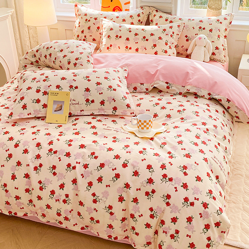 Funda de edredón de algodón de una sola pieza dormitorio de estudiantes individual 150x200x230 funda de edredón de algodón de cuatro piezas 180x220 doble