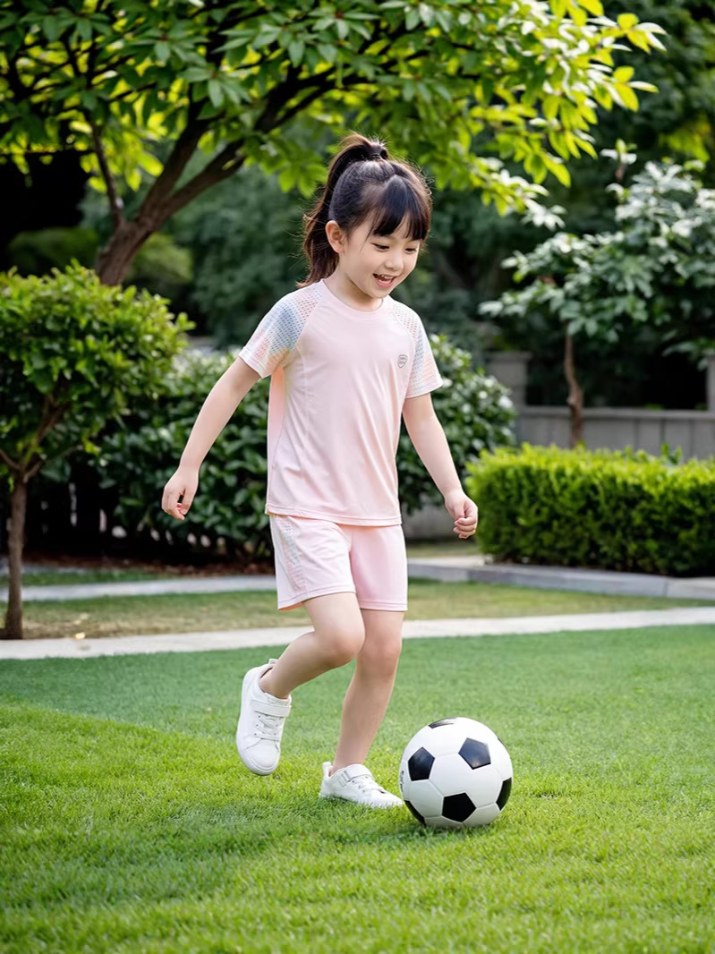 Nuevo conjunto de malla de niños secado rápido, traje deportivo para hombres y mujeres, traje de pantalones cortos de mangas cortas de verano transpirables