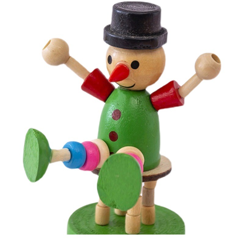Creativo Columpio de madera payaso bailando Cubo de madera juguete decoración de escritorio prensa ventilación juguete de inteligencia para niños