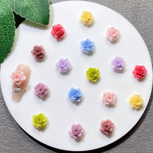 New Tie-Dye True Love Rose Nail Art Jewelry Mixed Luminous Soft Glue Flower DIY Bracelet Nail Art Accessories 9.0*9.0mm