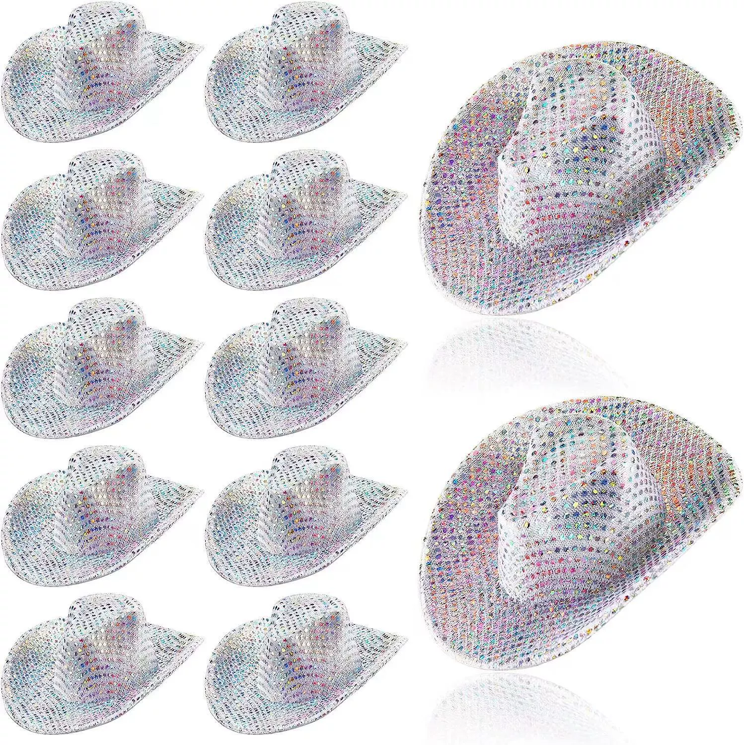 Мини Неон Ковбой Девушка Шляпа Флэш-Космос Фэнтези Голограмма Западная Ковбойская Шляпа Партия Диско Поставки