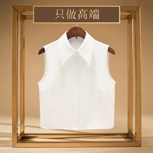 新款高端假领子女春秋百搭白色内搭雪纺大尖领衬衫领女韩版