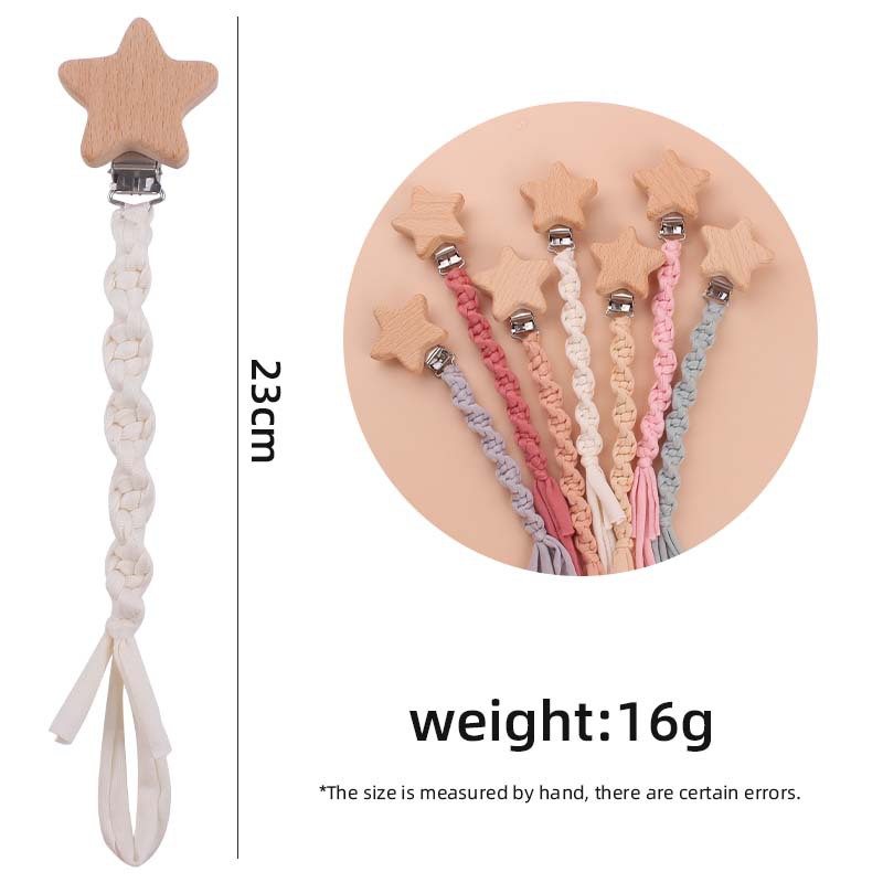 Bebé suministros Haya estrella pezón clip DIY bebé creativo hecho a mano algodón tejido pezón cadena anti-caída