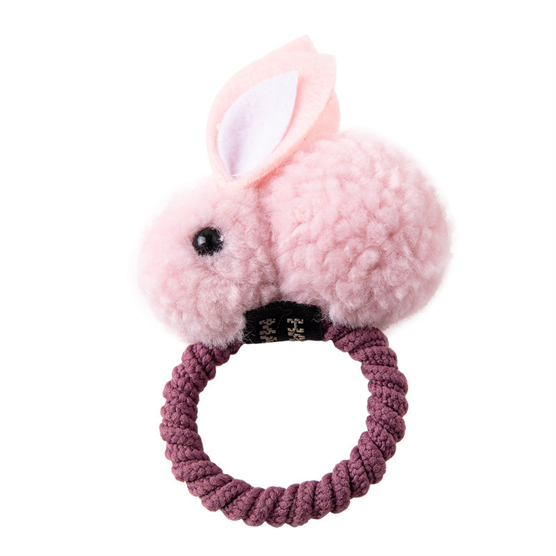 Nuevo pelo de los niños cuerda lindo pelo bola conejo pelo anillo niñas dibujos animados felpa lazo tocado goma cabeza banda cabeza Accesorios