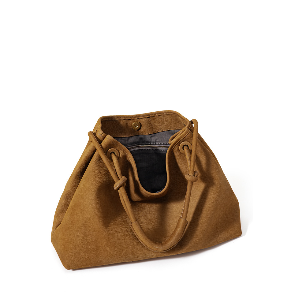 ZAMO Top-Grain Leather Tote Bag for Women, Large-Capacity Vintage Commuter Shoulder Handbag - Thumbnail 5