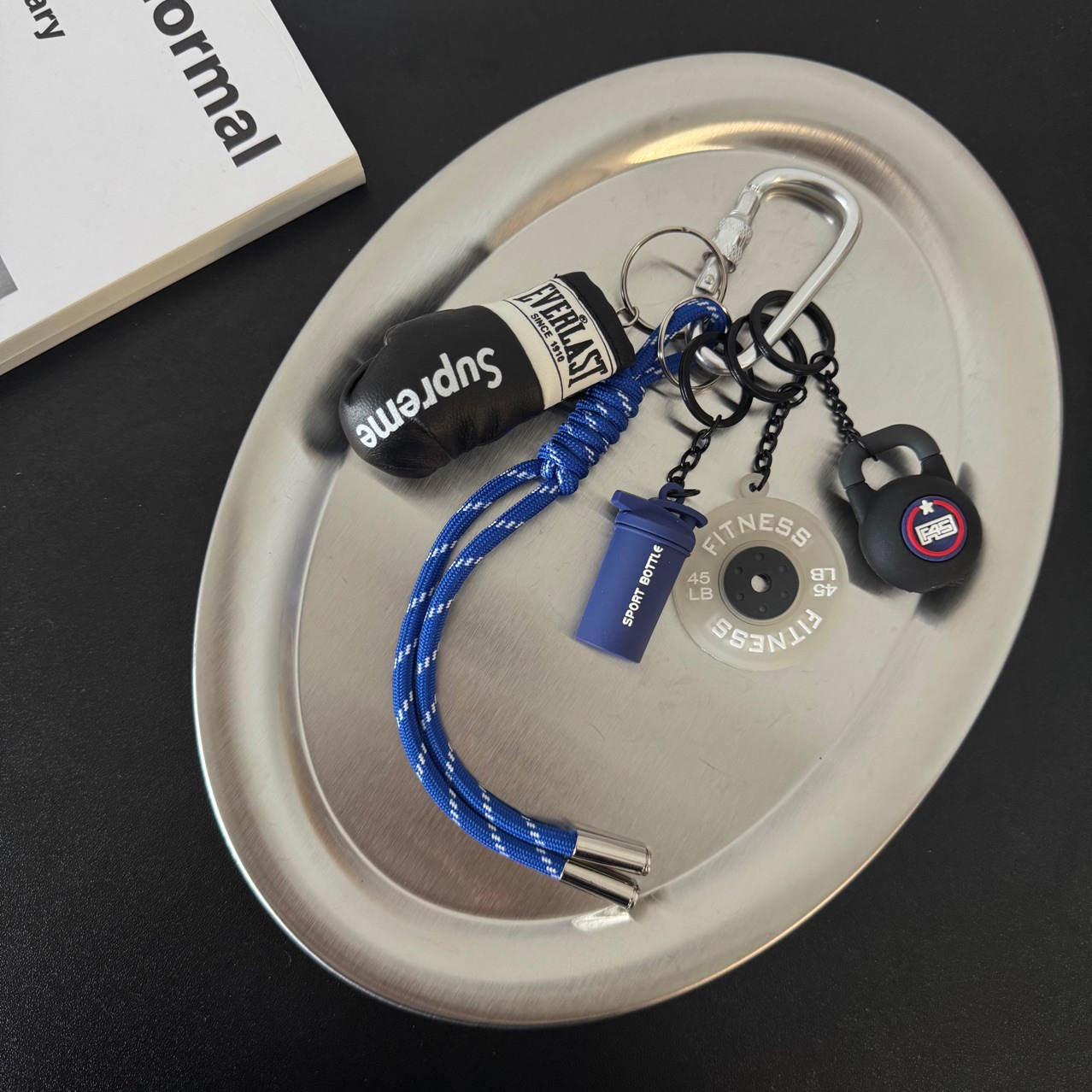 Blue sports m style pendant + black boxing gloves