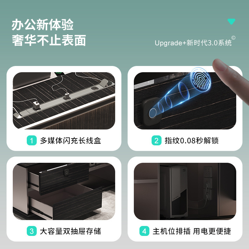 办公室老板办公桌轻奢高级感总裁桌高档大班台董事长办公桌椅组合|undefined