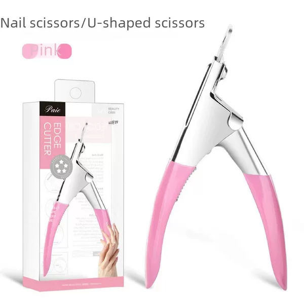 Factory pink stainless steel cut nail U-shaped scissors portable nail clippers nail clippers manicure tools