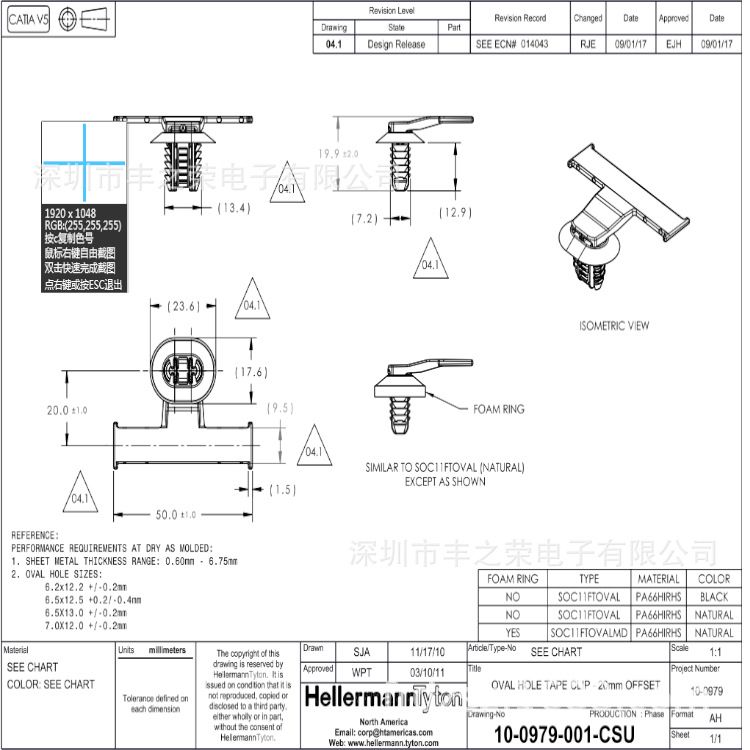 HELLERMANNTYTON������̫ͨ��Բ�׹̶�ԭ��SOC11FTOVAL 151-01269