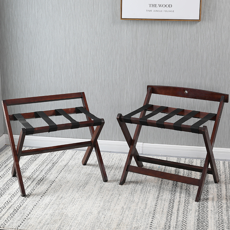 Hotel Furniture Solid Wood Luggage Rack Hotel Use Luggage Cabinet Guesthouse Home Use Bedroom Folding Storage Shelf Display Rack